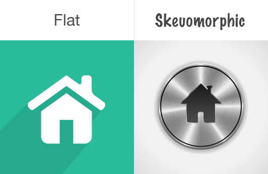 Skeuomorphism vs Flat icon design