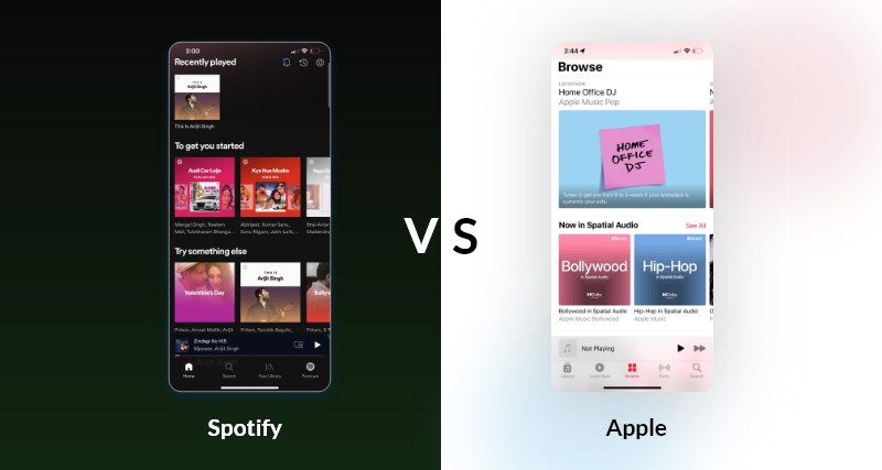 Spotify vs Apple HomeScreen comparison