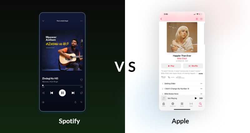 Spotify vs Apple music player comparison