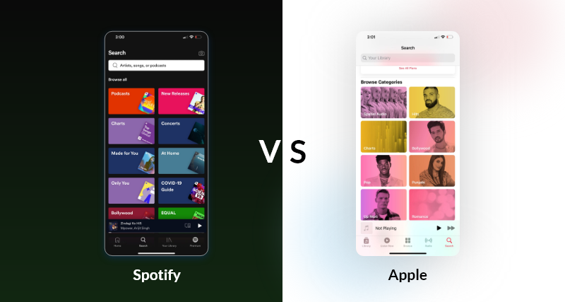 Spotify vs Apple music search comparison